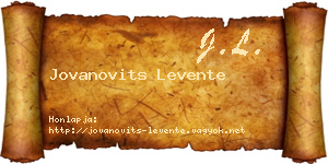 Jovanovits Levente névjegykártya